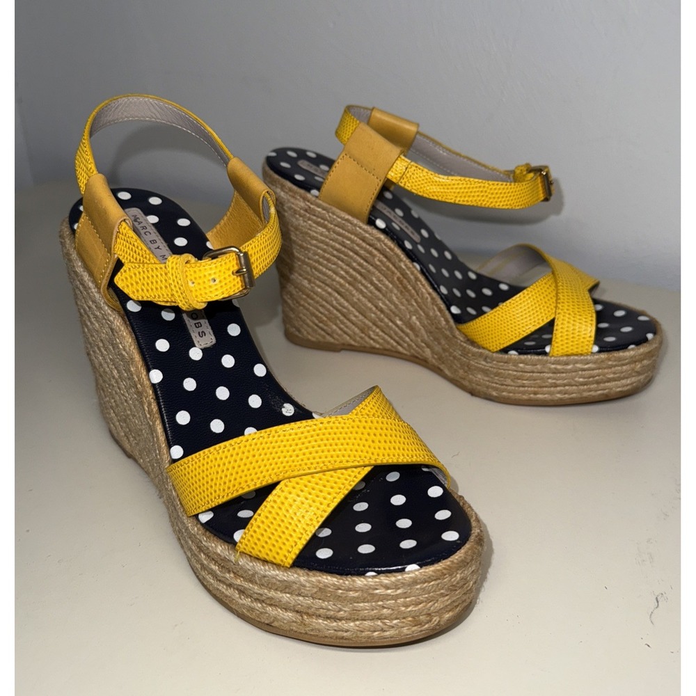 Marc Jacobs Womens Striped High platform Heel Wedge Espadrilles Size 38,5 EUC
